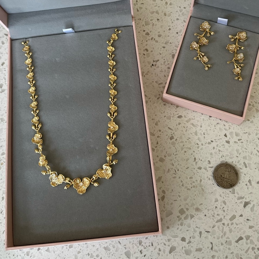 Anabel Aram gold orchid pavé dangle earrings